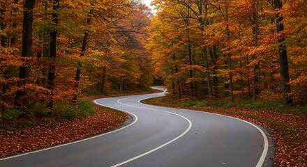 Fototapeta premium Autumn's Winding Embrace AI Generated