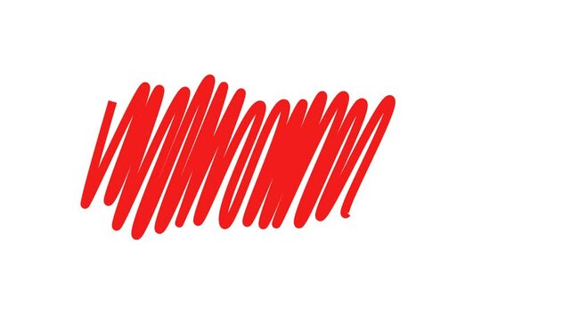 animation of hand drawn red line crossing on white background. red marker scribble video, circle, outline, strikethrough
