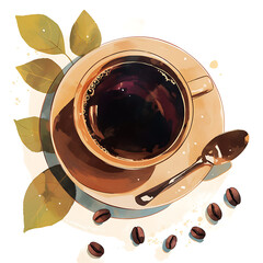 Coffee and accessories concept  illustrations for wallpaper or advertising