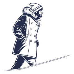 silhouette winter coat drawing on white background 