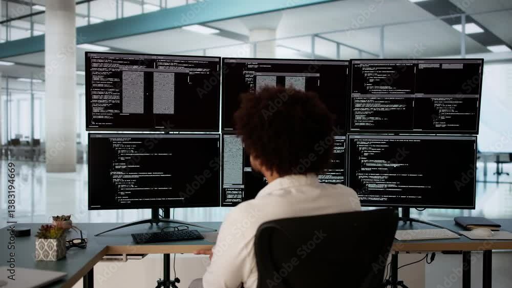 Poster Web Developer Coding On Computer
