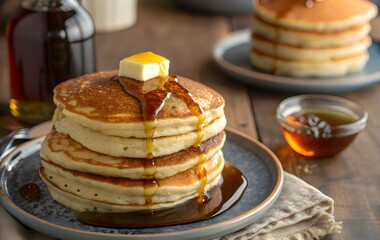 Stack of pancakes with syrup