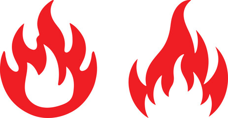 Fire icon silhouette vector set