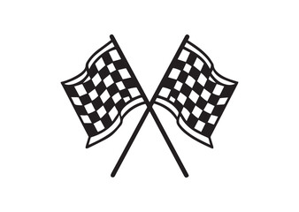 Two crossed checkered Flag NASCAR Racing flag, sports finish line flag silhouette Vector