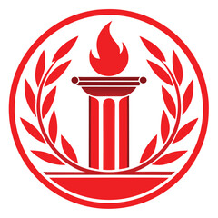 vector emblem education logo pillar with fire