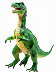 Obraz premium Green Toy Dinosaur Hovering Perfectly with a Clipping Path to Show Its Scales