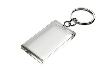 Elegant and simple clear keychain resting on a smooth surface, highlighting its pristine design