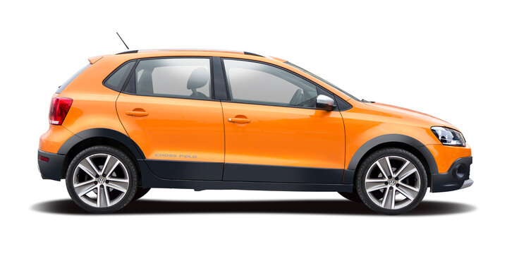 VW Polo Cross side view isolatd on transparent background. PNG