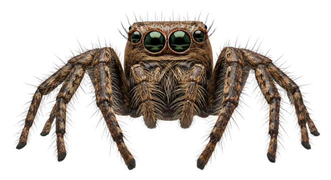 Realistic Close-Up View of a Hairy Spider with Innocent Eyes