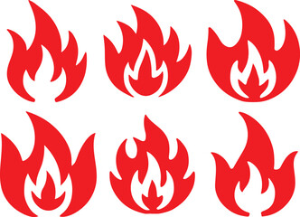Fire icon silhouette vector set