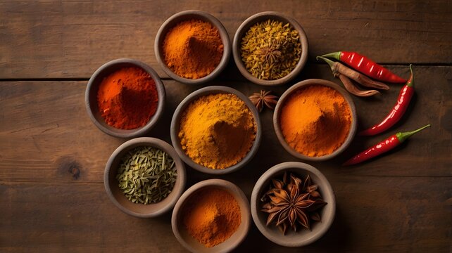 a closeup of spices like turmeric cumin paprica