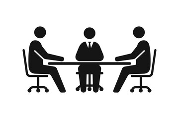 Business conference icon set. Containing meeting, classroom, seminar, communication, discussion, coach, instructor, training, presentation, teamwork, group people, solid pictogram isolated on a transp