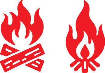 Fire icon silhouette vector set