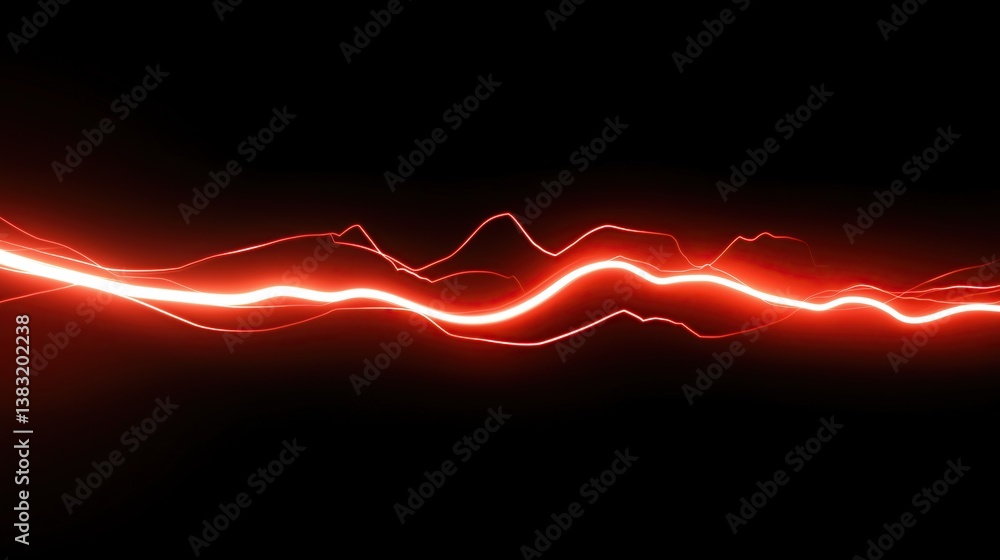 Aufkleber abstract of bright red energy flashes and waves in dark space background intense power