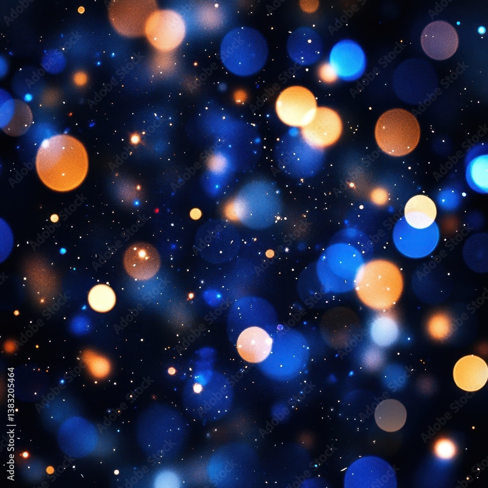 Poster enchanting bokeh lights in deep blue and golden hues creating a magical and dreamy atmosphere for fe