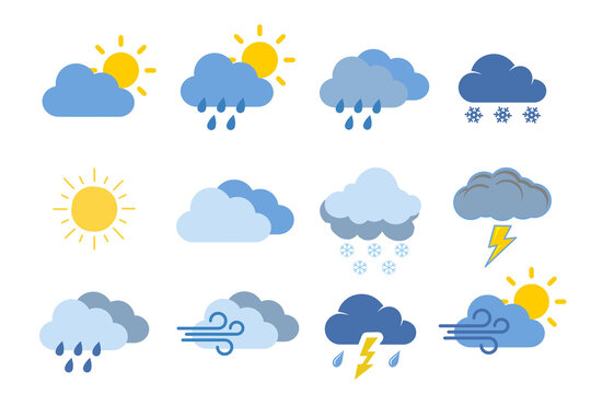 weather icons set on transparent background 