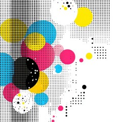 Abstract Colorful Circles Halftone Pattern Background