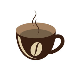 A steaming cup of coffee with a stylish coffee bean design. Ideal for cafes, restaurants, food branding, menus, or coffee lovers looking for a minimalist and modern coffee icon.