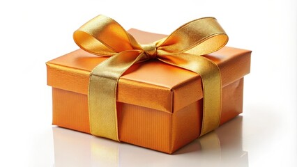 Fototapeta premium A golden gift box tied with a luxurious satin ribbon, ready for a special occasion.
