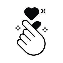 A well crafted glyph icon showing mini love gesture