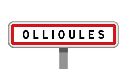 Panneau sur poteau central d'Ollioules, Var, Provence-Alpes-Côte d'Azur