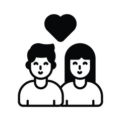 Modern icon of couple love designed in glyph style