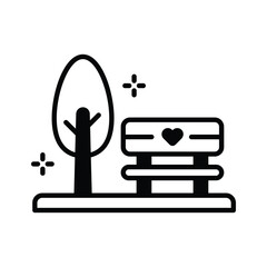 Grab this easy to use glyph icon of garden bench with tree