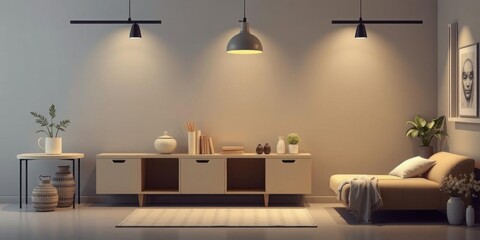 Modern Living Room Interior Design Cozy Home Decor with Warm Lighting