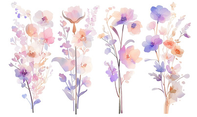 Floral flower vector Illustrations on white background