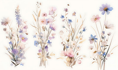 Floral flower vector Illustrations on white background