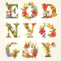 Floral flower vector Illustrations on white background