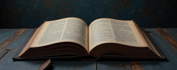 Obraz premium Black leather cover with blank pages, vertical display, interior design element, wall decoration