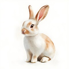Fototapeta premium An adorable young bunny rabbit sits patiently against a clean white background perfect for Easter or sp designs.