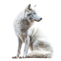 Obraz premium White wolf with detailed fur isolated on transparent background