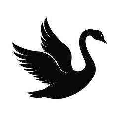 black silhouette of a swan