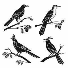 Cuckoo icon set black silhouette icon vector bundle