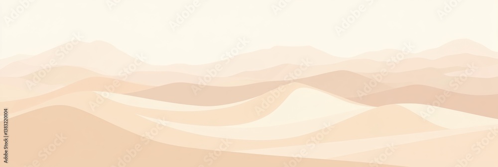 Poster Soothing sand dunes in neutral tones create a calming desert atmosphere during golden hour