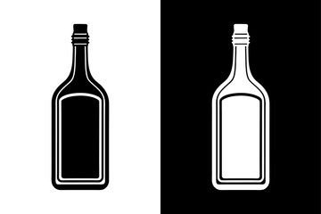 Minimalist Alcohol Bottle Icon Black & White Vector Art.
