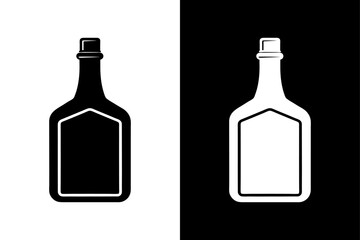 Minimalist Alcohol Bottle Icon Black & White Vector Art.