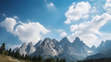 Obraz premium A Majestic Mountain Range Under A Bright Sky