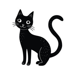 black cat on white background