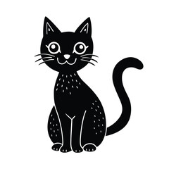 black and white cat vector