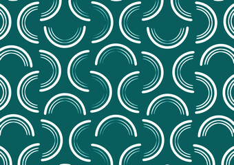 Illustration of abstract pattern of semicircle shape on green background like sea and sky.