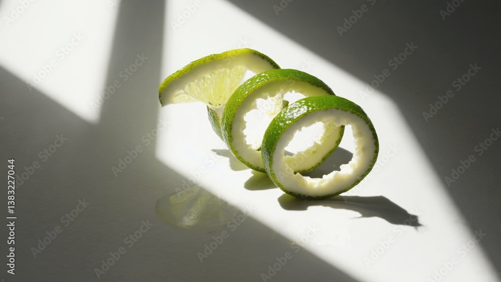 Poster fresh slice of lime resting on a table surface