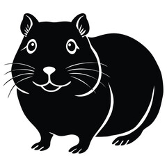Hamster Animal black silhouette vector with white color background