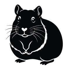 Hamster Animal black silhouette vector with white color background