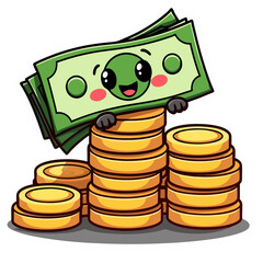 cartoon character with money
