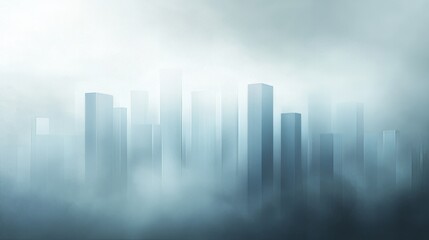 Fototapeta premium Futuristic City Skyline in Blue Fog 
