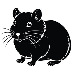 Hamster Animal black silhouette vector with white color background
