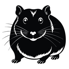 Hamster Animal black silhouette vector with white color background